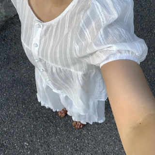 Romantic Button Punching Blouse