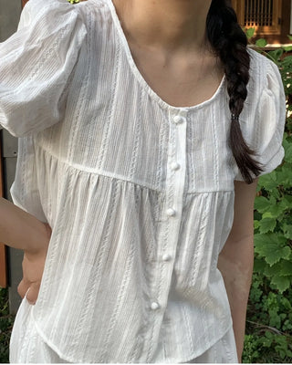 Romantic Button Punching Blouse