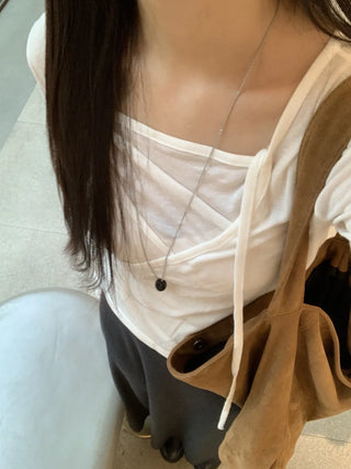 Delicate Fit Tencel Halter Layered Wrap Long Sleeve