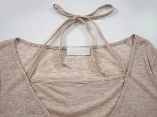 Delicate Fit Tencel Halter Layered Wrap Long Sleeve