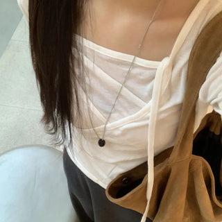 Delicate Fit Tencel Halter Layered Wrap Long Sleeve
