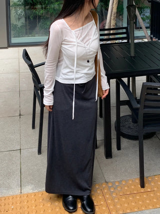 Delicate Fit Tencel Halter Layered Wrap Long Sleeve