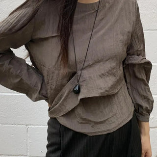 Minimal Strap Round Neck Blouse