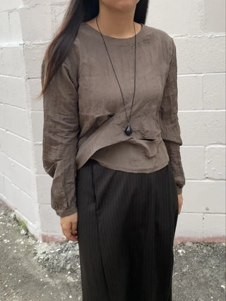 Minimal Strap Round Neck Blouse