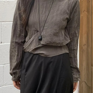 Minimal Strap Round Neck Blouse