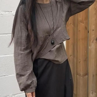 Minimal Strap Round Neck Blouse