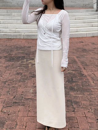 Brushed H-Line Maxi Long Skirt