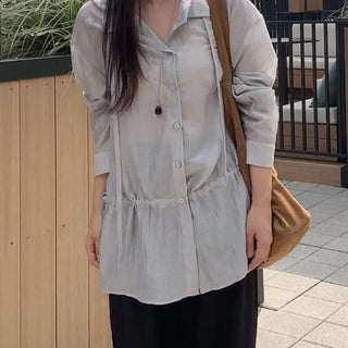Natural Tencel Loose Fit See-through Blouse