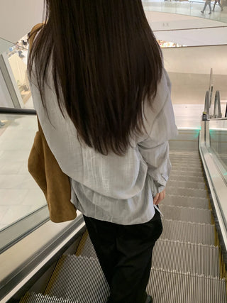 Natural Tencel Loose Fit See-through Blouse