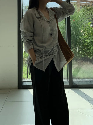 Natural Tencel Loose Fit See-through Blouse