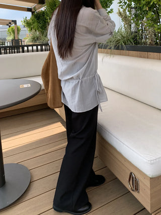 Natural Tencel Loose Fit See-through Blouse