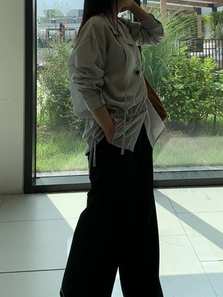 Natural Tencel Loose Fit See-through Blouse