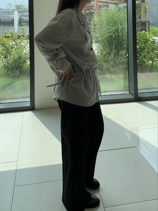 Natural Tencel Loose Fit See-through Blouse