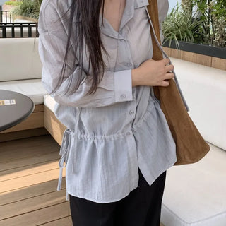 Natural Tencel Loose Fit See-through Blouse