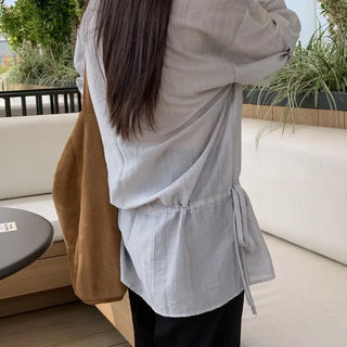 Natural Tencel Loose Fit See-through Blouse