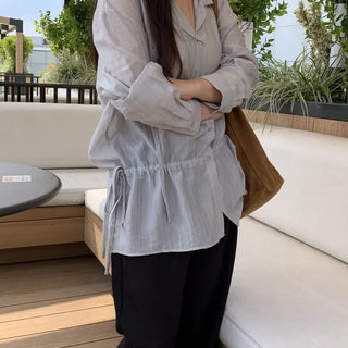 Natural Tencel Loose Fit See-through Blouse