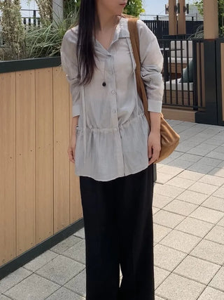Natural Tencel Loose Fit See-through Blouse