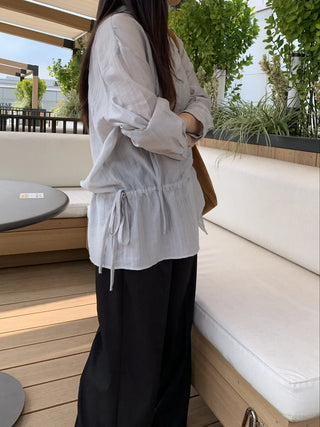 Natural Tencel Loose Fit See-through Blouse
