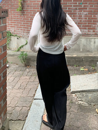 Two-Button Pintuck Office Slacks