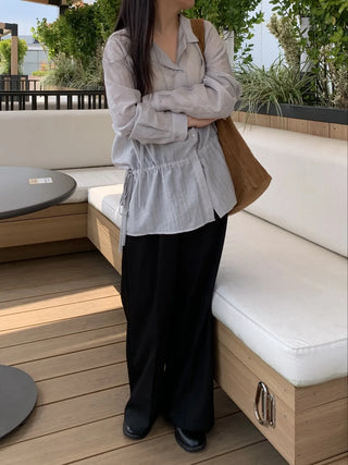 Two-Button Pintuck Office Slacks