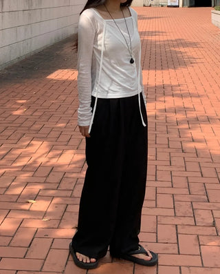 Two-Button Pintuck Office Slacks
