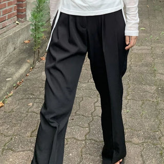 Two-Button Pintuck Office Slacks
