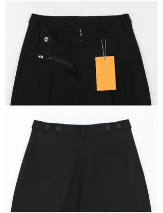 Two-Button Pintuck Office Slacks
