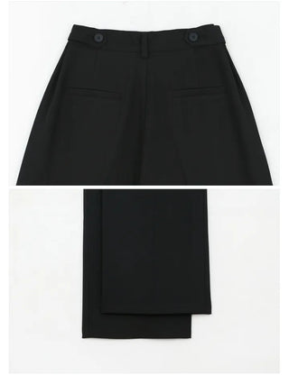Two-Button Pintuck Office Slacks