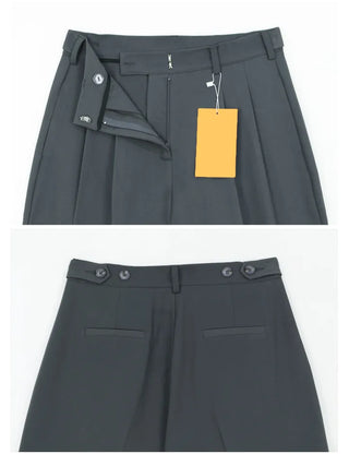 Two-Button Pintuck Office Slacks