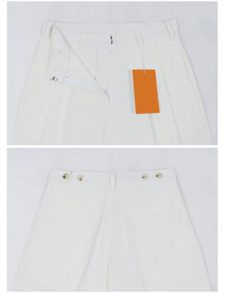 Two-Button Pintuck Office Slacks