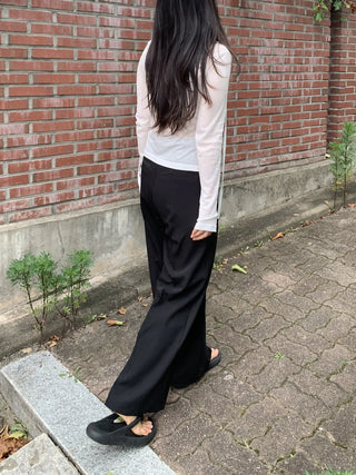Two-Button Pintuck Office Slacks