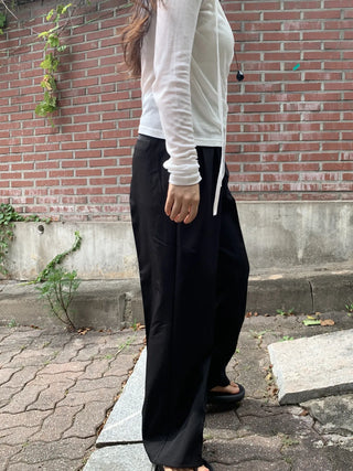 Two-Button Pintuck Office Slacks