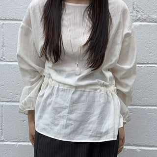 Sweet Mood Round Neck Balloon String Blouse