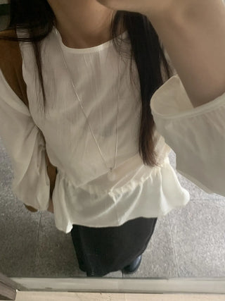 Sweet Mood Round Neck Balloon String Blouse