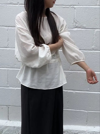 Sweet Mood Round Neck Balloon String Blouse