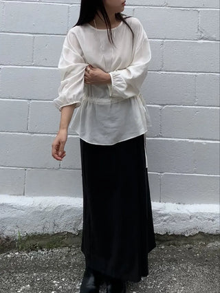 Sweet Mood Round Neck Balloon String Blouse