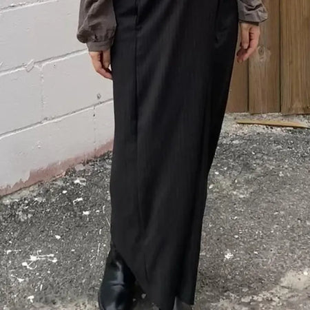 Formal striped wrap long skirt