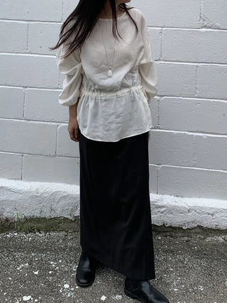 Formal striped wrap long skirt