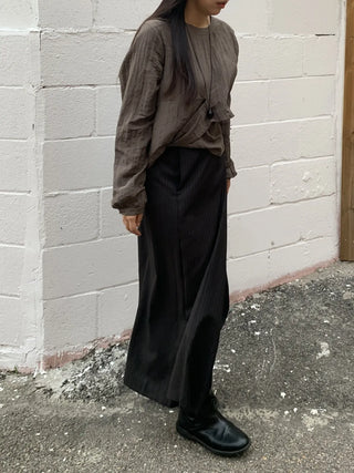 Formal striped wrap long skirt