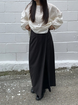Formal striped wrap long skirt
