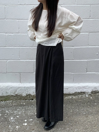 Formal striped wrap long skirt