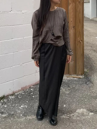 Formal striped wrap long skirt