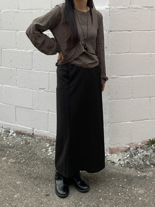 Formal striped wrap long skirt