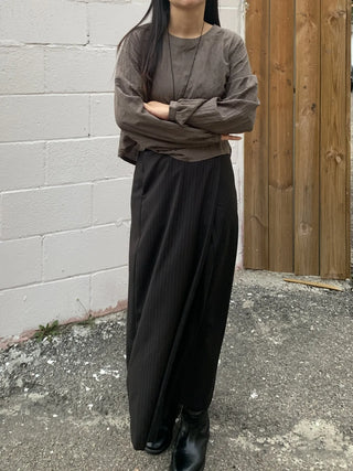Formal striped wrap long skirt