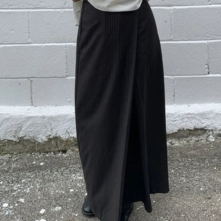 Formal striped wrap long skirt