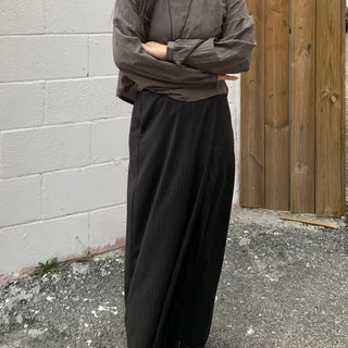 Formal striped wrap long skirt