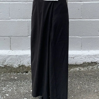 Formal striped wrap long skirt