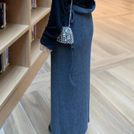 Romantic H-line Knit Long Skirt
