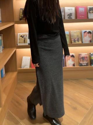 Romantic H-line Knit Long Skirt