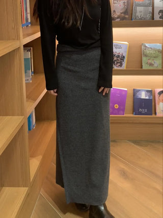 Romantic H-line Knit Long Skirt